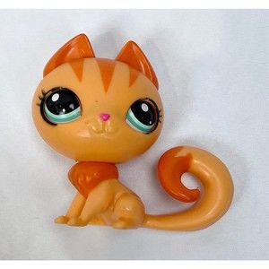 Littlest Pet Shop Orange Mom Cat Magic Motion Green Eyes Long Tail LPS 2.75"